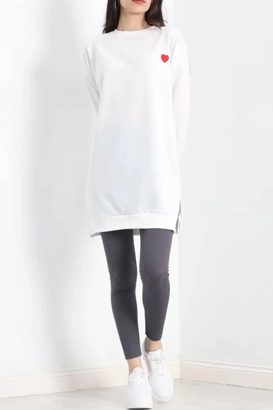 Kalp Nakışlı Tunik Ekru - 19386.1778. - Resim 2