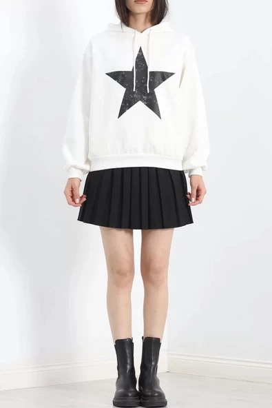 Baskılı 3 İplik Sweat Beyaz - 20289.1868. - 5