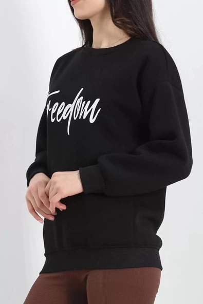 Bisiklet Yaka Baskılı 3 İplik Sweat Siyah - 20502.1878. - 5