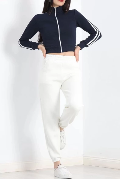 Üç İplik İçi Tüylü Sweat Lacivert - 20112.1287. - 6