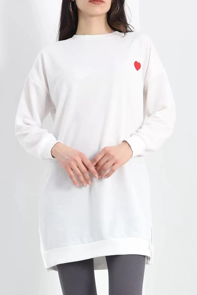 Kalp Nakışlı Tunik Ekru - 19386.1778. ürün görseli 1