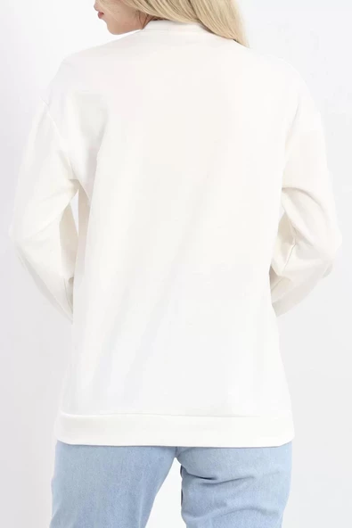 Bisiklet Yaka Sweat Ekru - 3042.275. - 8