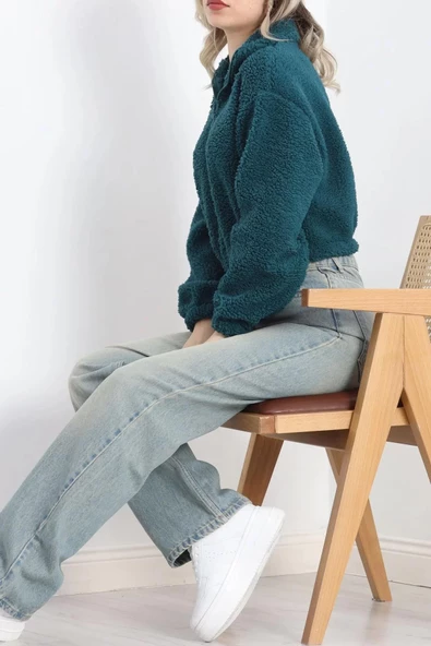 Üç İplik Beli Lastikli Polar Sweat Petrolyeşili - 20708.1872. - 6