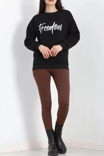 Bisiklet Yaka Baskılı 3 İplik Sweat Siyah - 20502.1878. - 6