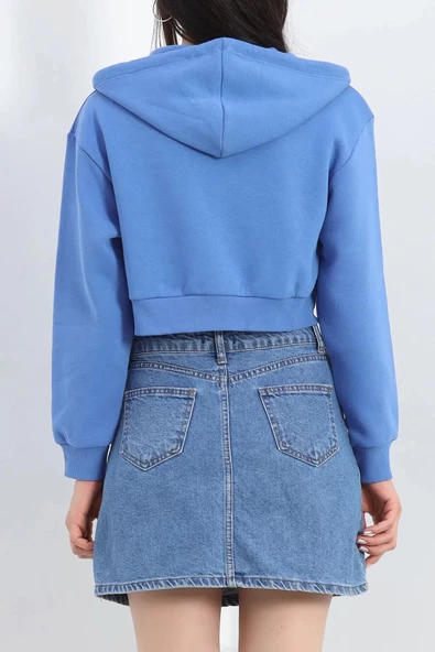 Fermuarlı Üç İplik Sweat Açıkmavi - 21652.200. - 8