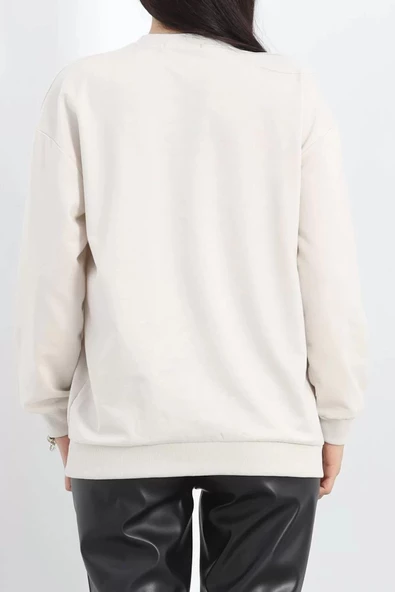 Bisiklet Yaka Sweat Taş - 3042.275. - 7