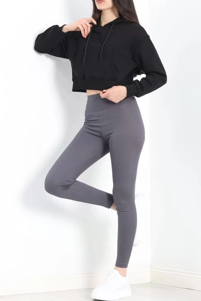 3 İplik Kapşonlu Sweat Siyah - 20082.1865. - Resim 6