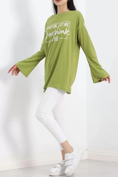 Baskılı Oversize Suprem Tunik Açıkyeşil - 20217.1567. - 2
