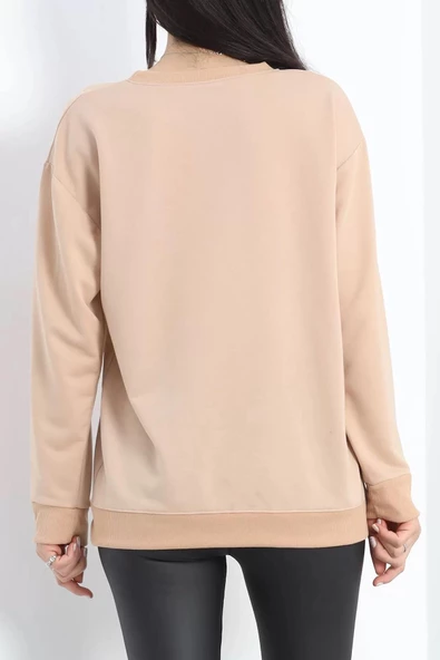 2 İp Bisiklet Yaka Sweat Bej - 20790.1878. - 8