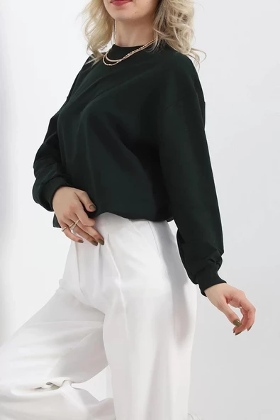 Bisiklet Yaka Sweat Zümrüt - 3042.275. - 5