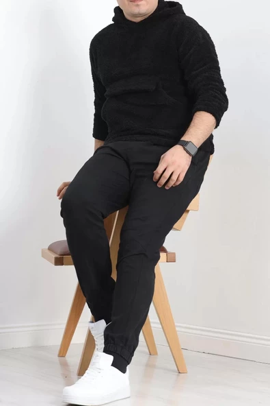 Kanguru Cep Kapşonlu Peluş Sweat Siyah - 9062.1153. - 6