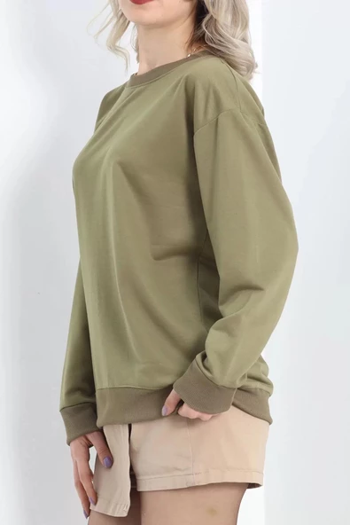 2 İp Bisiklet Yaka Sweat Haki - 20790.1878. - 3