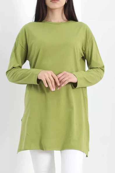 Yan Yırtmaçlı Suprem Tunik Zeytinyeşili - 20215.1567. - 3
