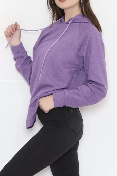 Kapşonlu Sweat Mor - 9940.1567. - Resim 8