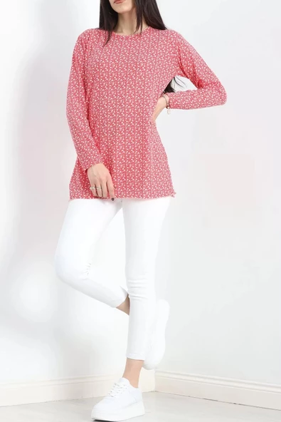 Desenli Uzun Kol Helen Tunik Kırmızıçiçekli - 20355.1778. - 8