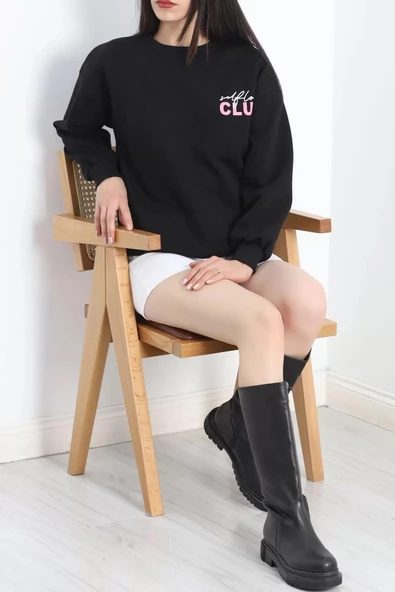 Baskılı Bisiklet Yaka Sweat Siyah - 20097.1878. - Resim 7