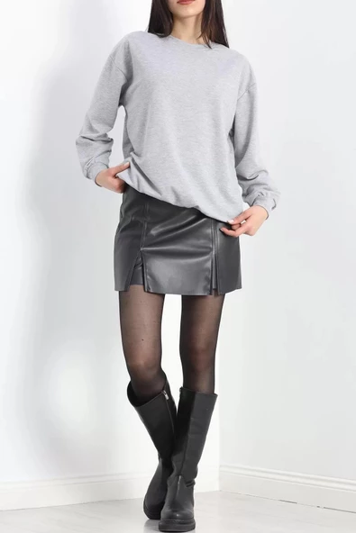 Bisiklet Yaka İki İplik Sweat Açıkgri - 3042.275. - Resim 4