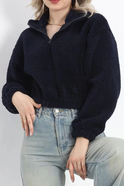 Üç İplik Beli Lastikli Polar Sweat Lacivert - 20708.1872. ürün görseli 1