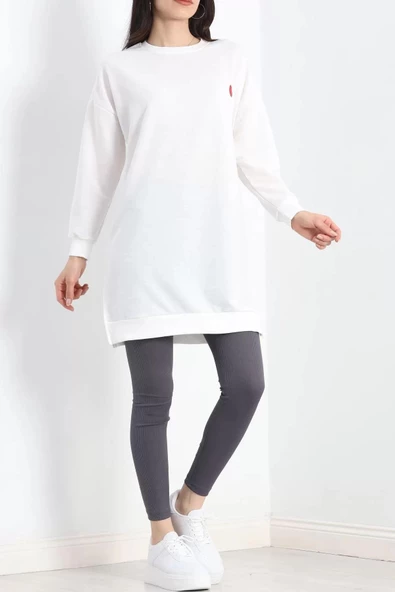 Kalp Nakışlı Tunik Ekru - 19386.1778. - Resim 5