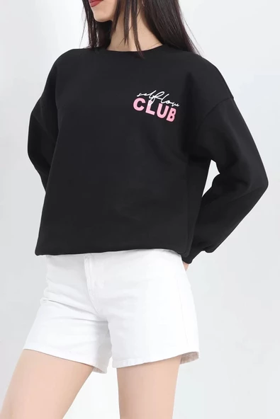 Baskılı Bisiklet Yaka Sweat Siyah - 20097.1878. - Resim 5