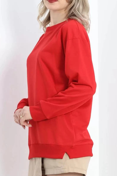 2 İp Bisiklet Yaka Sweat Kırmızı - 20790.1878. - Resim 3