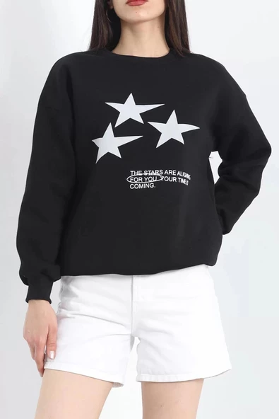 Bisiklet Yaka Baskılı Sweat Siyah - 20961.1878. - 3