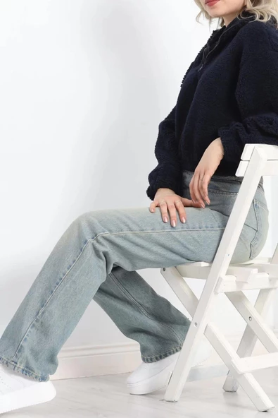 Üç İplik Beli Lastikli Polar Sweat Lacivert - 20708.1872. - Resim 6