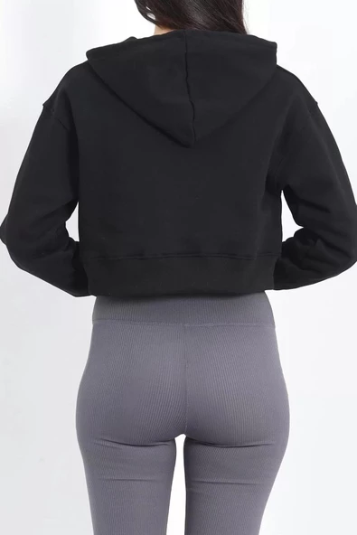 3 İplik Kapşonlu Sweat Siyah - 20082.1865. - Resim 7