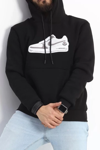 Baskılı 3 İplik Sweat Siyah - 20234.1874. - 2