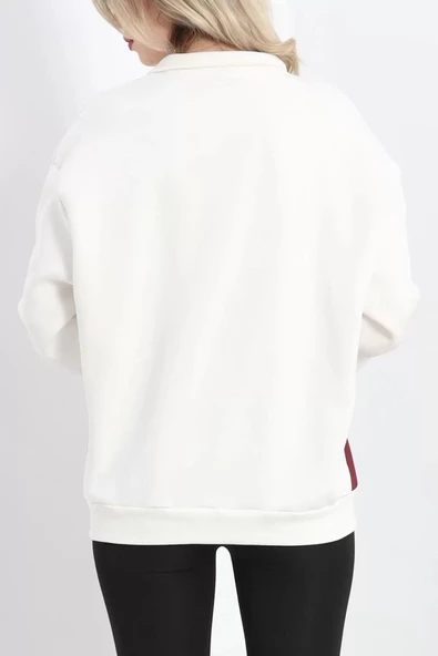 Yaka Fermuarlı 3 İplik Sweat Bordo - 20159.1059. - 7