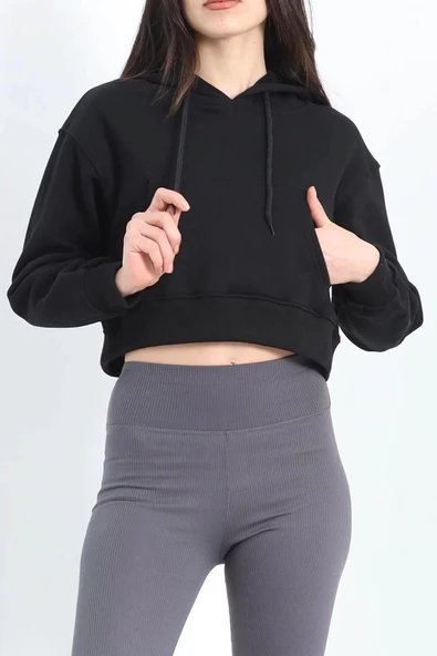3 İplik Kapşonlu Sweat Siyah - 20082.1865. - Resim 5