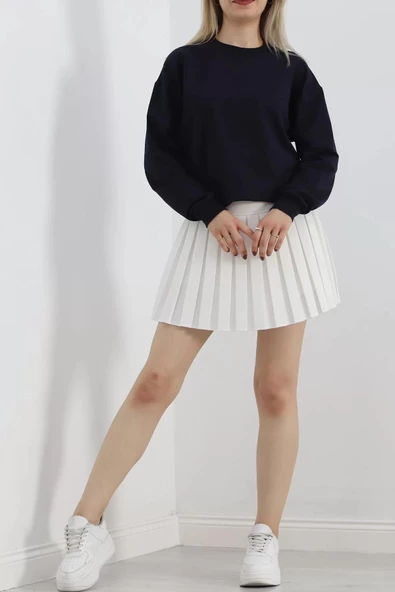 Bisiklet Yaka Sweat Lacivert - 3042.275. - 4