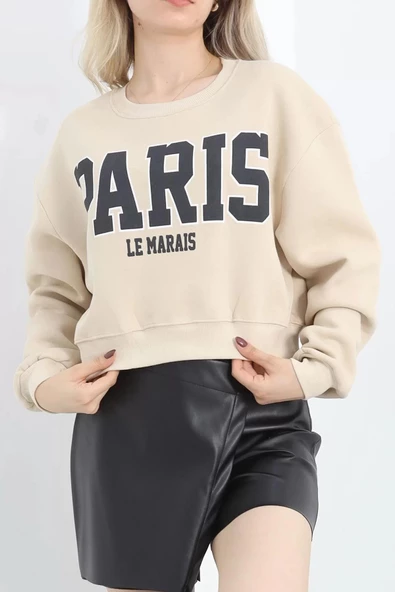 Üç İplik Baskılı Sweat Bej - 20328.1872. ürün görseli