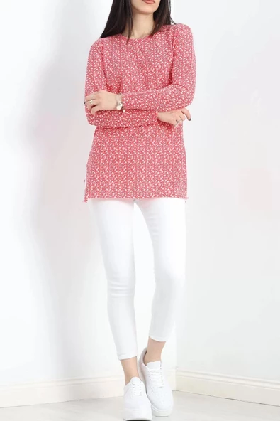 Desenli Uzun Kol Helen Tunik Kırmızıçiçekli - 20355.1778. - 4
