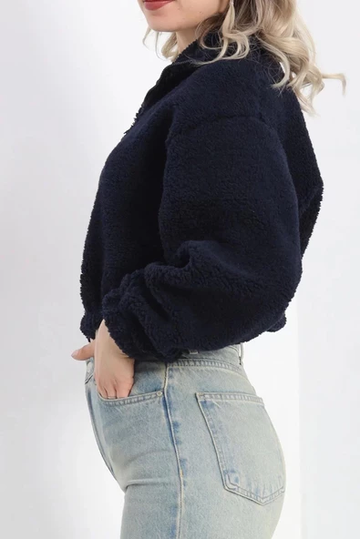 Üç İplik Beli Lastikli Polar Sweat Lacivert - 20708.1872. - Resim 7