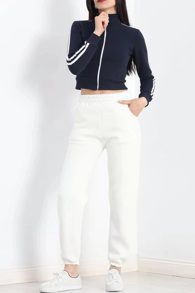 Üç İplik İçi Tüylü Sweat Lacivert - 20112.1287. - 4