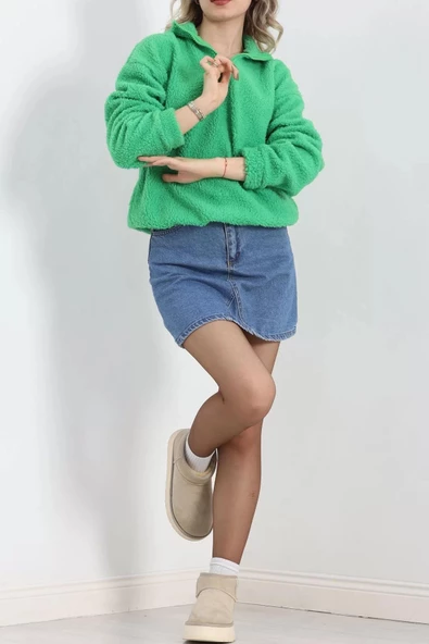 Fermuarlı Stoperli Polar Sweat Yeşil - 20377.1872. - 2