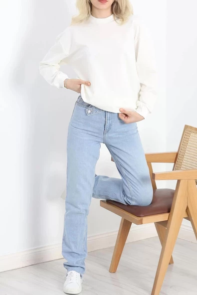 Bisiklet Yaka Sweat Ekru - 3042.275. - 3