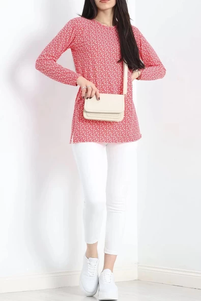 Desenli Uzun Kol Helen Tunik Kırmızıçiçekli - 20355.1778. - 7