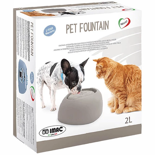 İmac Pet Fountain Kedi ve Köpek Otomatik Su Kabı 2 Lt Gri