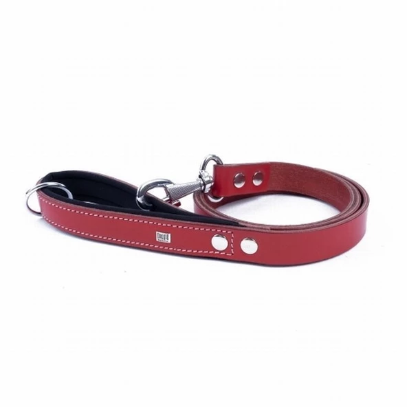 Doggie Konfor Klasik Deri Köpek Gezdirme Tasması Kırmızı 2,5x120 Cm