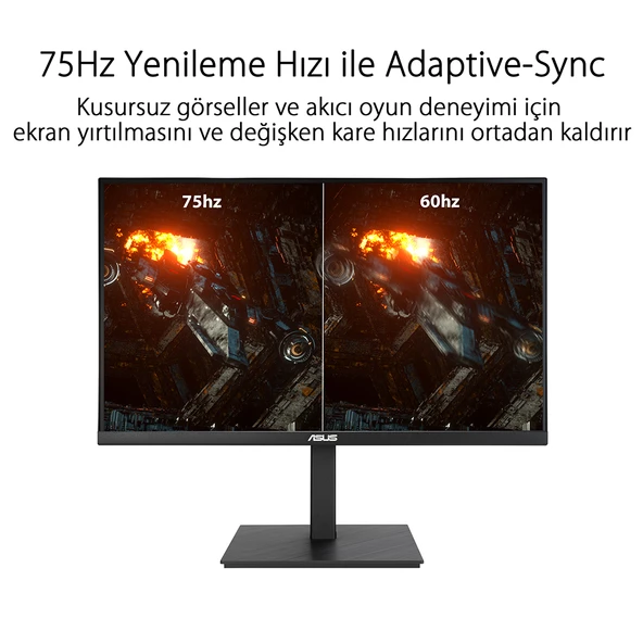 ASUS VA27AQSB 27 IPS FREESYNC 2560x1440 1MS(MPRT) 75HZ DP HDMI USB X2 MM VESA 3YIL EYECARE, FLICKER-FREE,CERCEVESIZ,DUSUK MAVI ISIK,PIVOT - 4