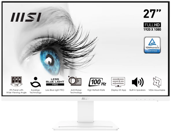 MSI 27 PRO MP273AW 1920x1080 (FHD) 16:9 FLAT IPS 100HZ 1MS FREESYNC BEYAZ MONITOR