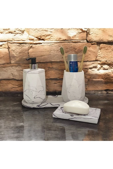 Estetik ve Minimal Tasarımlı Beton Banyo Seti - 4 Parça - 3