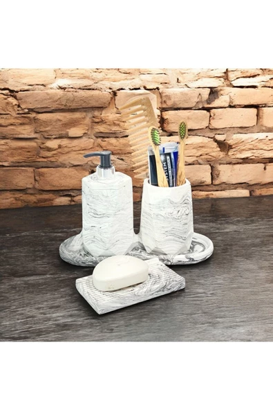 Estetik ve Minimal Tasarımlı Beton Banyo Seti - 4 Parça - 4