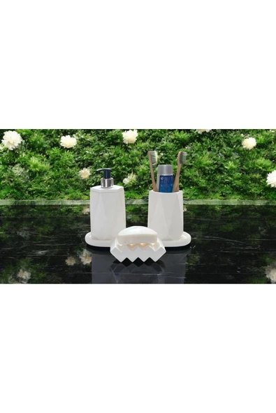 Mermer Şıklığında Çok Amaçlı Beton Banyo Seti - 4 Parça - 2