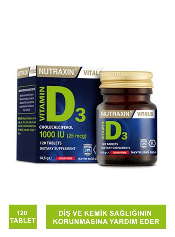 Nutraxin Vitamin D3 1000 IU 120 Tablet (S.K.T 02-2026)