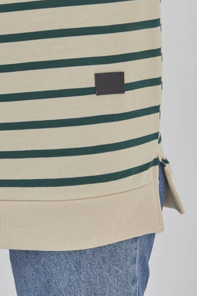 Kadın Çizgili Mevsimlik Bisiklet Yaka Tunik Sweatshirt - 12