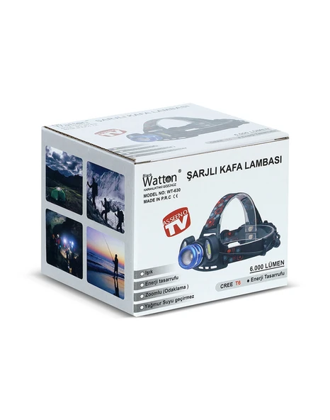 Watton WT-630 6000 Lümen 3 Başlık Şarjlı Kafa Lambası - 5