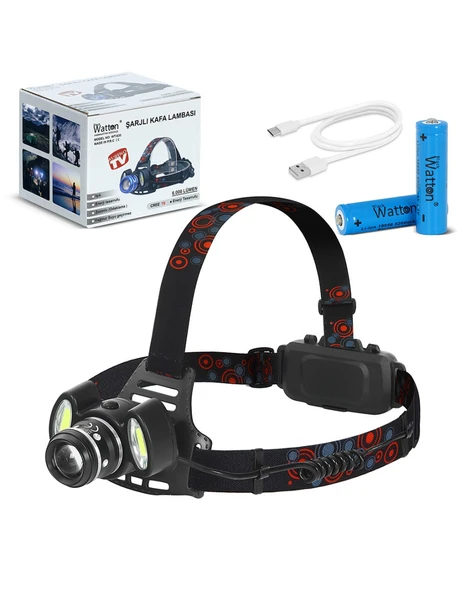 Watton WT-630 6000 Lümen 3 Başlık Şarjlı Kafa Lambası